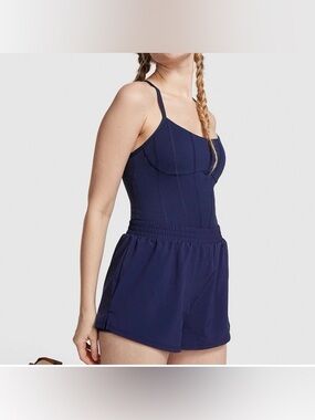 PINK Victoria’s Secret Ultimate Corset Inspired Midnight Navy Runsie Size S NWT